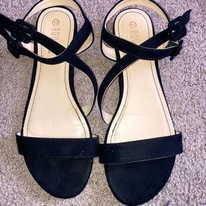 Black flat sandals